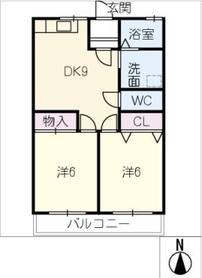 サンエイハイツ(2DK/2階)の間取り写真
