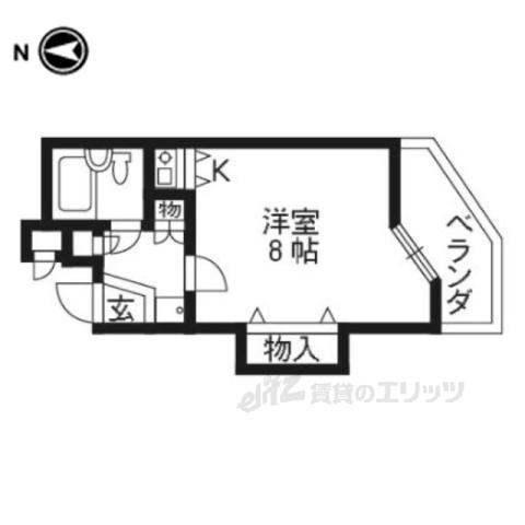 デ・リード桃山南(ワンルーム/2階)の間取り写真