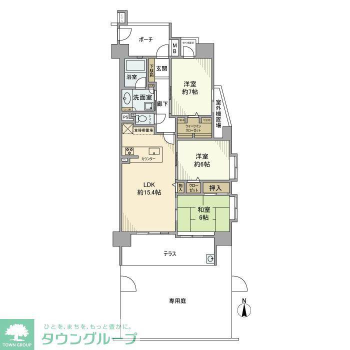 グランシエロ北戸田(3LDK/1階)の間取り写真