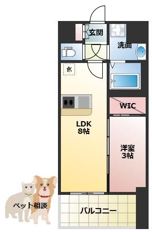 エスリードレジデンス玉造ザ・イースト(1LDK/7階)の間取り写真