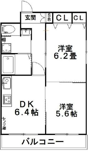 グラースビ高島平(2DK/4階)の間取り写真