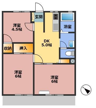 サンシティ富島C(3DK/2階)の間取り写真