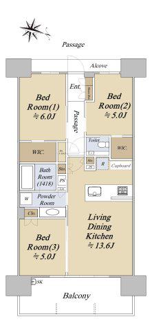 シティタワー駒沢大学ステーションコート(3LDK/3階)の間取り写真