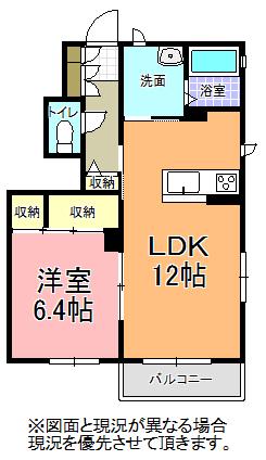 ラ・ヴィータ III(1LDK/1階)の間取り写真