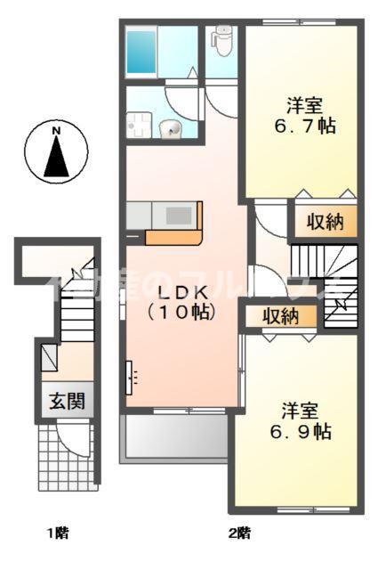 サンライトビュー(2LDK/2階)の間取り写真