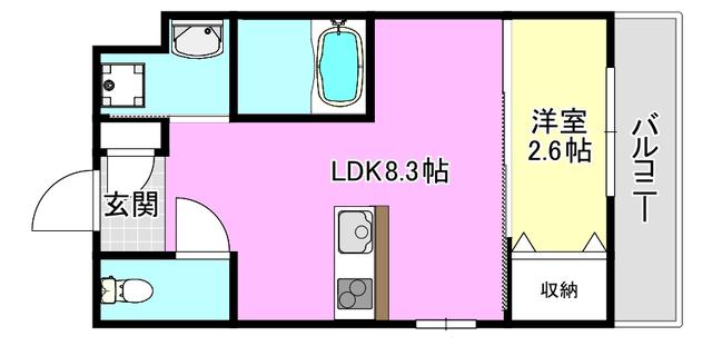 リアコート千里丘Iサウス(1LDK/2階)の間取り写真