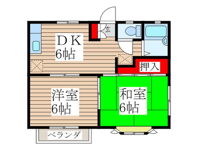 サンハイツ三内(2DK/2階)の間取り写真