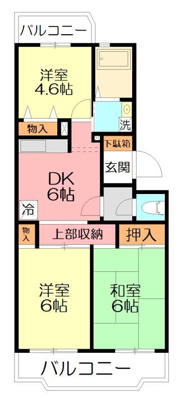 クレサンテーム(3DK/2階)の間取り写真