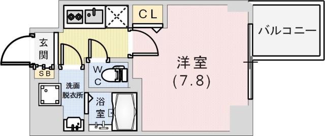 ファステート神戸ティアモ(1K/4階)の間取り写真