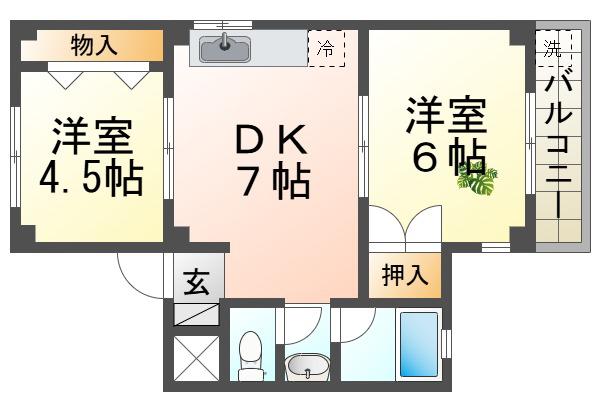 桜木マンション(2DK/3階)の間取り写真