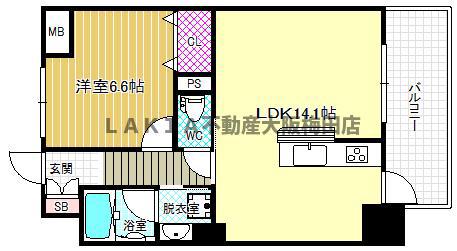 ES-GRANDE UMEDAKITA旧ALCEDAR COURT(1LDK/3階)の間取り写真