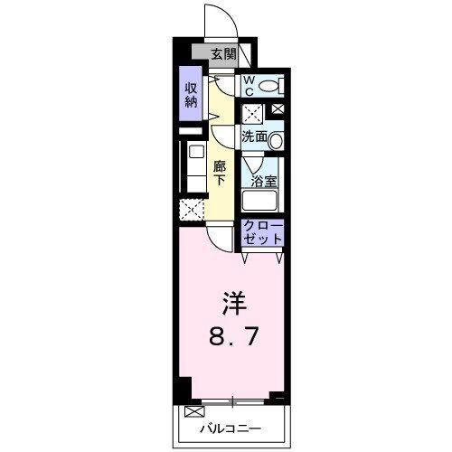 コリーヌ藤が丘(1K/4階)の間取り写真