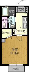 シャーメゾン ディアス アベ(1K/1階)の間取り写真