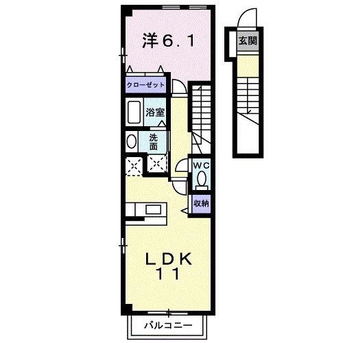 メルヴェイユメゾン(1LDK/2階)の間取り写真