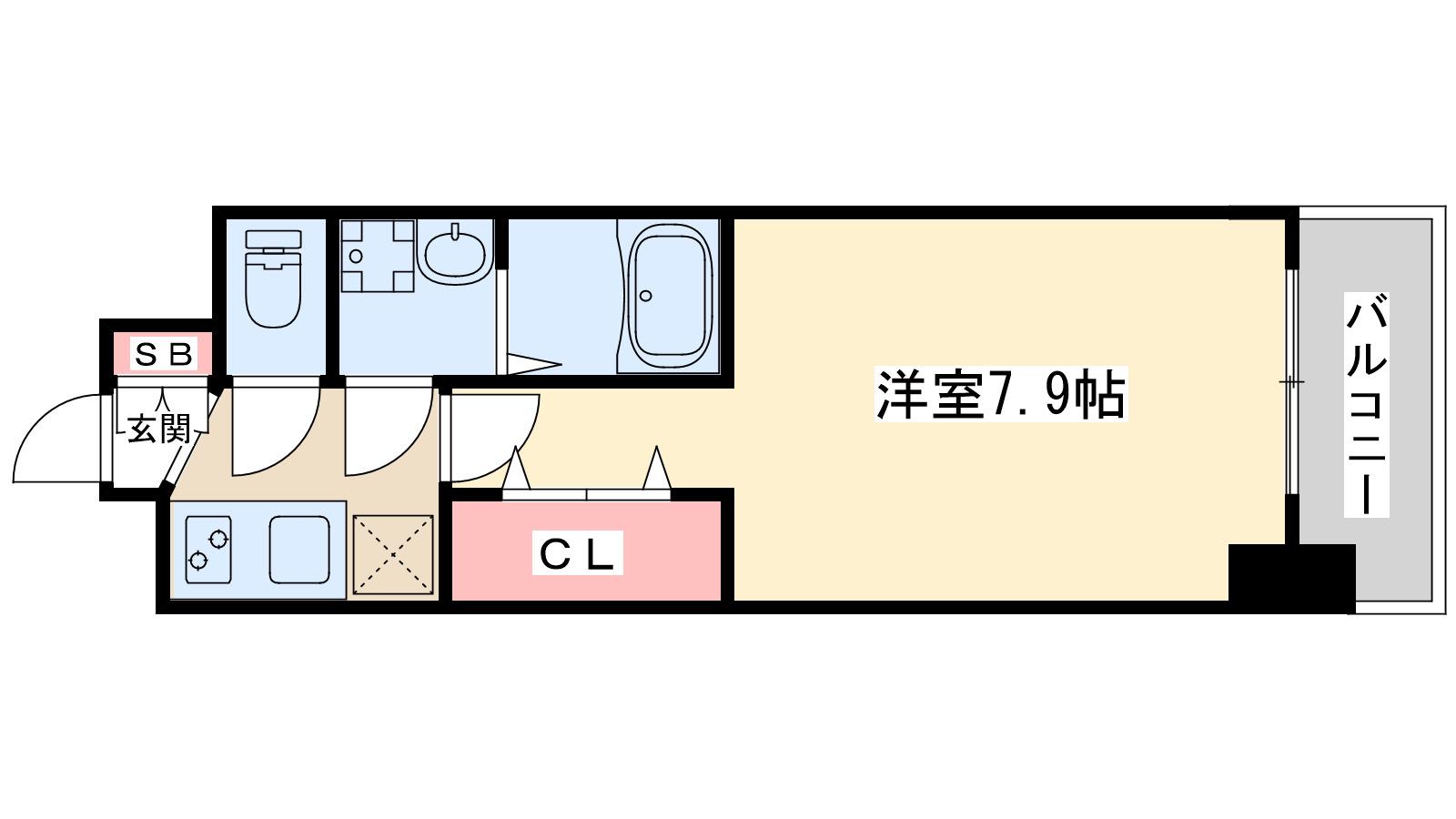 S-RESIDENCE堺筋町UNO(1K/5階)の間取り写真