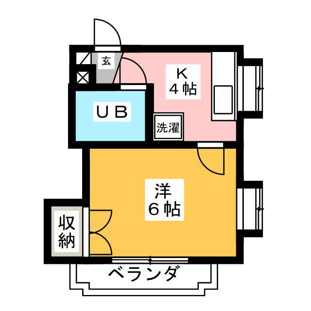 こうまハイム(1K/2階)の間取り写真
