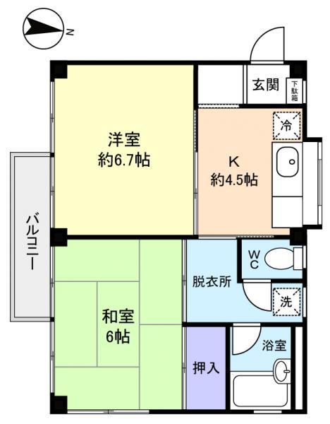 八千代台北5丁目マンション(2K/4階)の間取り写真
