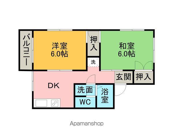 ウィンドストリーム(2DK/1階)の間取り写真