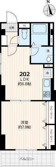 入谷シャノワール(1LDK/2階)の間取り写真