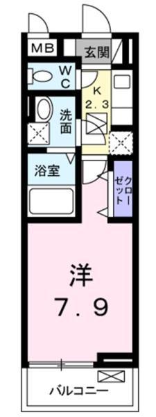 アドラブール 野洲市市三宅(1K/3階)の間取り写真