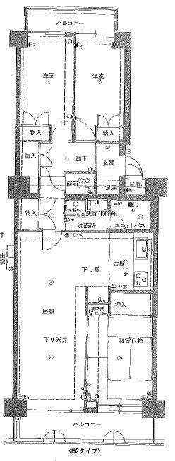 木の実マンション(3LDK/11階)の間取り写真
