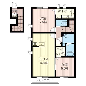グレーシア ソル(2LDK/2階)の間取り写真