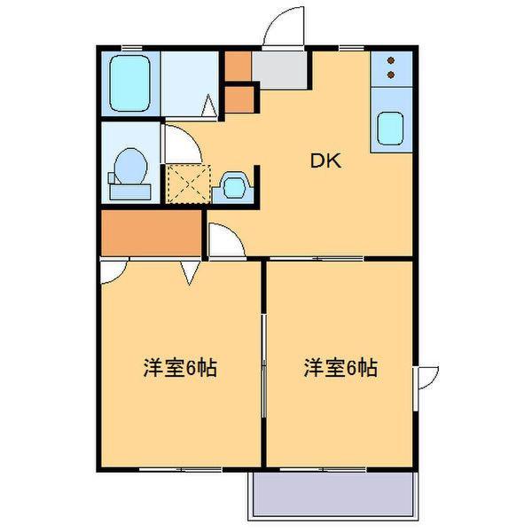 レジデンスみなみE(2DK/1階)の間取り写真