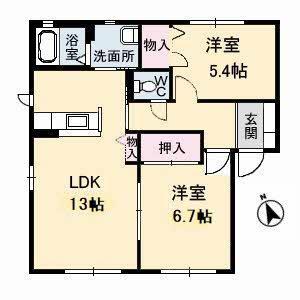 MYメゾンみらいえ B(2LDK/1階)の間取り写真