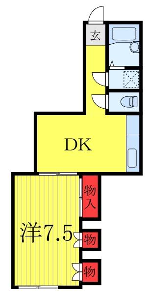 横山ビル(1DK/4階)の間取り写真