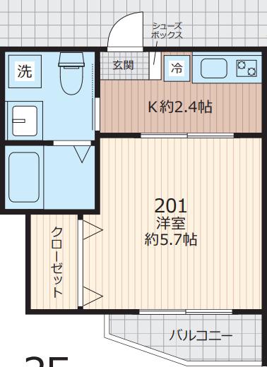 エベラ大倉山(1K/2階)の間取り写真