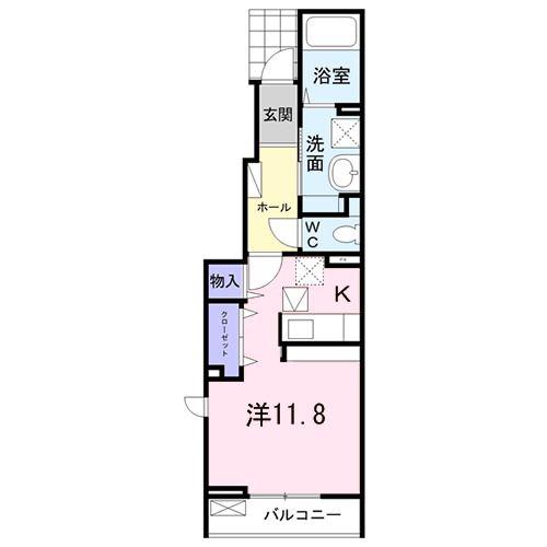 暖だん 02(ワンルーム/1階)の間取り写真