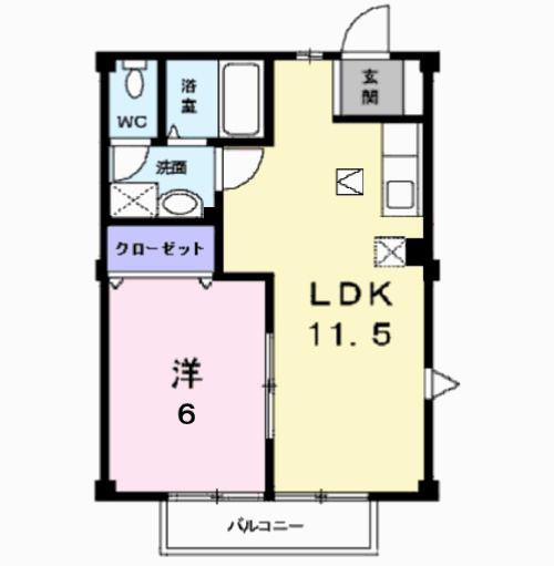 ニューシティ柳沼A(1LDK/1階)の間取り写真
