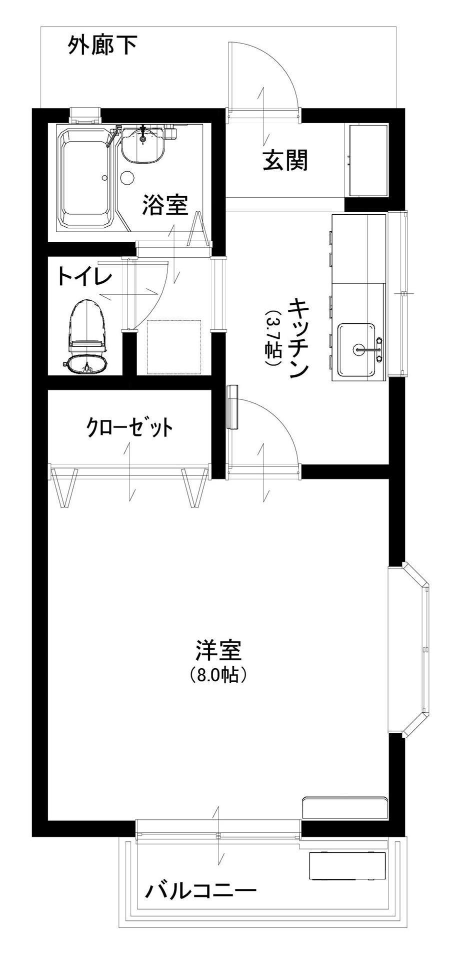 ケーエムツー(1K/2階)の間取り写真