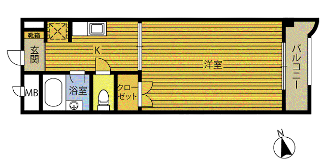 クレアパーク(1K/5階)の間取り写真