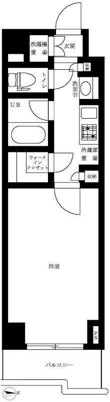 ルーブル桜新町(1K/4階)の間取り写真