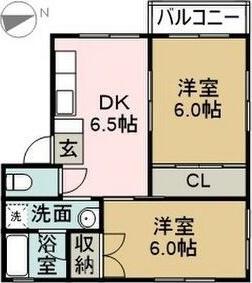 ルシードつるさと(2DK/2階)の間取り写真