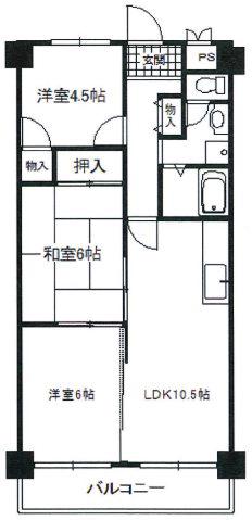 グローバルハイツ豊中(3LDK/7階)の間取り写真