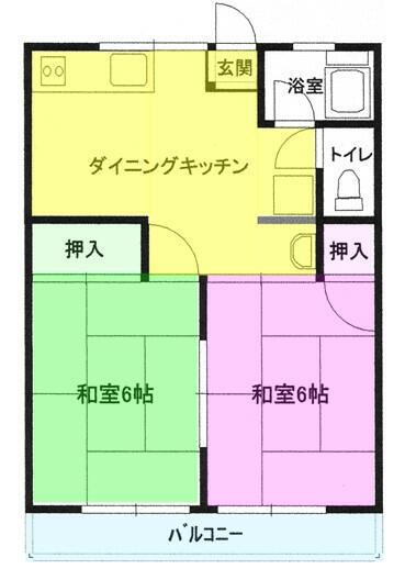 シティハイムパルフェ本郷B(2DK/2階)の間取り写真