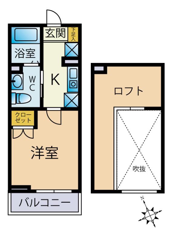 セリオ海神(1K/2階)の間取り写真