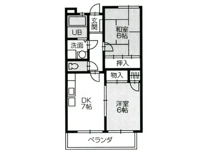 ヴェルジェ(2DK/2階)の間取り写真