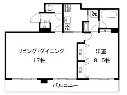 ファーストヒルズ飯田橋(1LDK/14階)の間取り写真