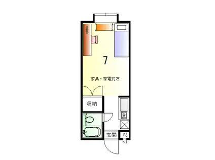 コーポ関(1K/2階)の間取り写真