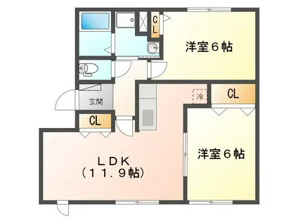 オーシャンロードタウンI(2LDK/1階)の間取り写真