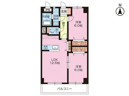 シーショア.共栄(2LDK/2階)の間取り写真
