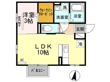 クロスレット A101(1LDK/1階)の間取り写真