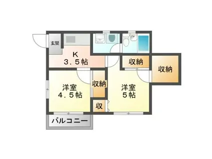 駿河台アパート(2K/2階)の間取り写真