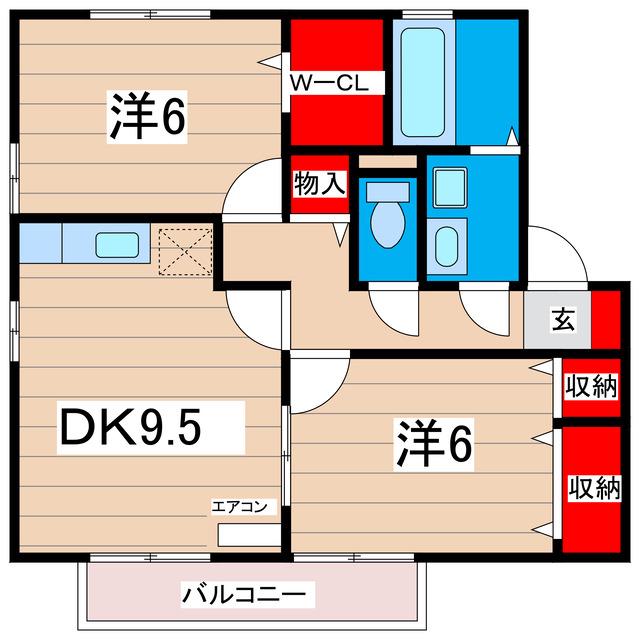 リビングタウン東海 E棟(2DK/1階)の間取り写真