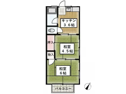 第21佐々木荘(2K/2階)の間取り写真