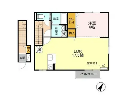 クリプトンB 202(1LDK/2階)の間取り写真