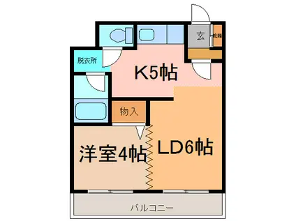 ベルトピア帯広II(1LDK/4階)の間取り写真